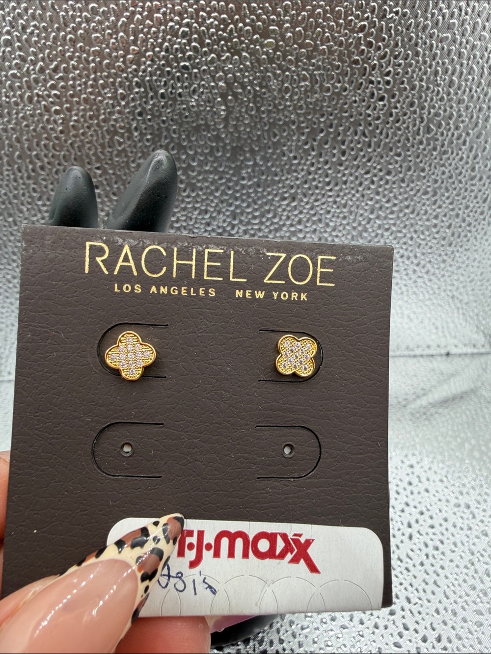 Rachel Zoe Gold Pave Clover Stud Earrings